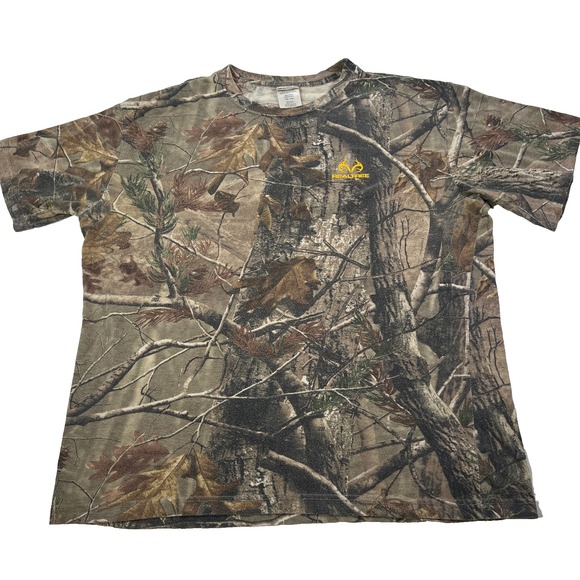 Realtree Camo Shirt Mens 2XL Short Sleeve Hunting Camouflage Woodland Woods Deer - Picture 1 of 8